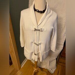 Ralph Lauren shawl collar cotton zip close decorative clasp 3x sweater